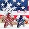 3-Piece 4th of July Wooden Star Signs – Red, White & Blue Rustic Patriotic Tiered Tray Decorations for Memorial Day, Independence Day & 250th Anniversary